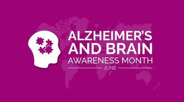 Alzheimers and Brain Awareness Month background or banner design template celebrated in june. vector illustration.