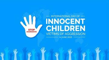 International Day of Innocent Children Victims of Aggression background or banner design template blue and white color unique hand shape. vector