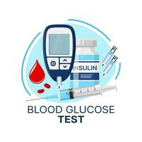 Blood glucose test vector icon of diabetes care