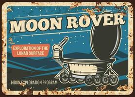 Moon rover on lunar surface vector rusty plate