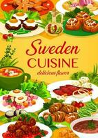 Suecia comida vector sueco cocina dibujos animados póster