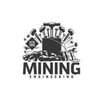 Mining engineering icon, dynamite and detonator vector