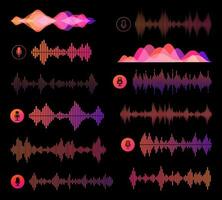 voz reconocimiento ondas sonoras de ai tecnologías vector