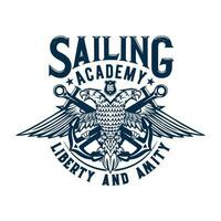 Tshirt print with two headed eagle and anchors vector