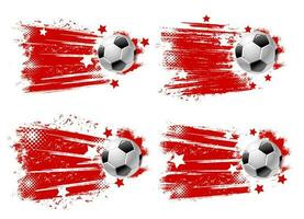 Soccer ball, football sport goal halftone banners vector