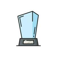 Award trophy glass statue, movie or sport prize vector