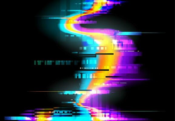 Glitch background, pixels digital noise on screen