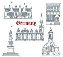 Germany landmarks architecture buildings, travel vector