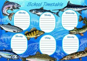 School timetable template with education schedule vector