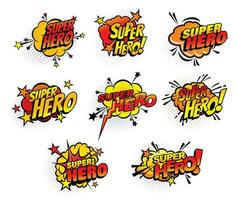 Super hero comics half tone bubbles vector icons