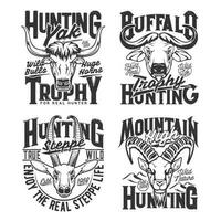 Hunting club horned animals mascot t-shirts prints vector