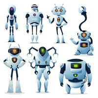 dibujos animados robots, cyborgs y androide bots vector