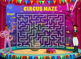 Labyrinth maze game on shapito circus background vector