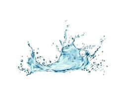 Transparent blue water wave splash with drops vector