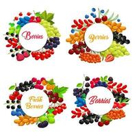 Cartoon berries vector round frames or banners set