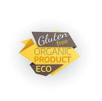 Gluten free organic product icon, origami banner vector