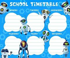 Timetable with androids and robots, schedule vector