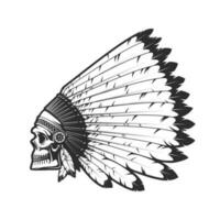 Indian chief skull in indigenous headdress sign vector
