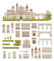 medieval castillo constructor, niños juego, palacio equipo vector