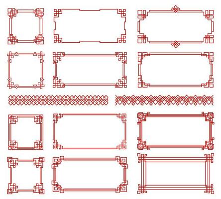 Red Asian red knot frames, chinese borders