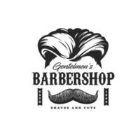 Barbershop haircut salon, man beard and mustaches vector