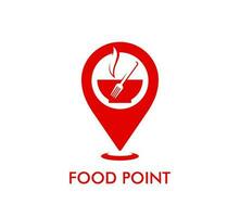 Restaurant map pointer icon, food point pin symbol vector