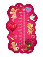 Valentines day height chart, cupids, gifts, sweets vector