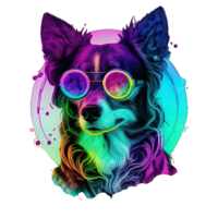 illustratie grafisch van kleurrijk hond vervelend zonnebril geïsoleerd mooi zo voor icoon, mascotte, afdrukken, ontwerp element ai generatief png