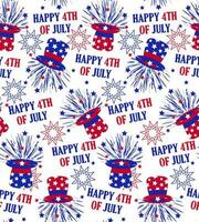 Seamless Pattern of 4th of July with Hats and Stars-Independence Day Vector Illustration