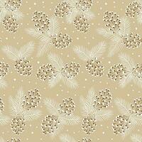 Christmas Seamless Pine cone pattern with White dots and Natural Background- Christmas Vector Design