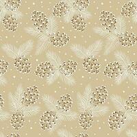 Christmas Seamless Pine cone pattern with White dots and Natural Background- Christmas Vector Design