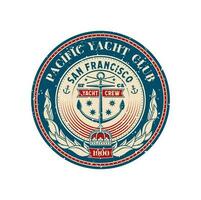 Yacht club retro patch, regatta sport badge vector