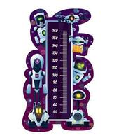 Kids height chart, growth measure meter with robot vector