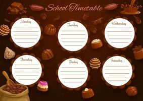 School timetable schedule template with chocolate vector