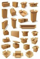 Carton boxes, vector parcels for goods packaging