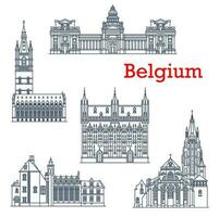 Belgium architecture landmarks, Bruges cathedrals vector