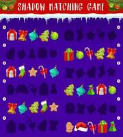 Christmas gift shadow matching game or puzzle vector