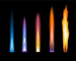 Color flames in chemical laboratory elements test vector