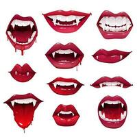 Vampire mouths and teeth set of Halloween holiday vector