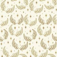 Seamless pattern of Christmas Angel Wings with  Stars- Christmas vector design