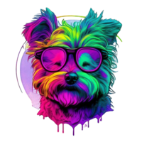 illustration graphic of colorful dog wearing sunglasses isolated good for icon, mascot, print, design element png