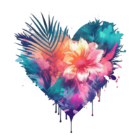 vattenfärg illustration blommor hjärta. elegant blommig design element för vykort, inbjudan, omslag, dekoration ai generativ png