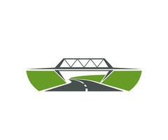 Highway level junction, road bridge vector icon