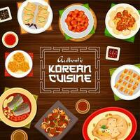 Korean food cuisine menu dishes and Korea meals vector