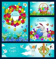 Happy Easter holiday vector posters and banner