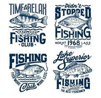 Fishing sport t-shirt print, ocean fisher club tee vector