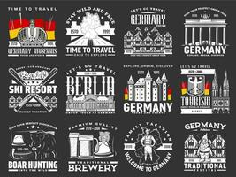 Alemania viaje iconos, Berlina Turismo Excursiones vector