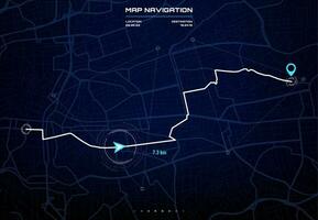 Route dashboard with city map navigation interface vector