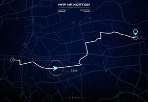 Route dashboard with city map navigation interface vector