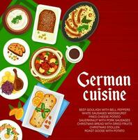 German cuisine menu cover page vector template